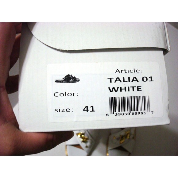 New Womens Unity.In. Diversity Leather Chain Slide Sandals Talia White Gold 10 - Picture 4 of 12